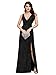 Ever-Pretty Fendue Robe de Soirée Brillant Femme Longue Col V A Line Noir 36
