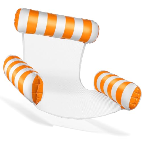 JAWUZ Luftmatratze Pool 4 in 1 Aufblasbare Wasserhängematte Schwimmmatratze PVC Poolspielzeug Pool Zubehör Wasserspielzeug Schwimmsessel mit Kopfstütze Armlehnen für Erwachsene Schwimmbad Meer Sommer