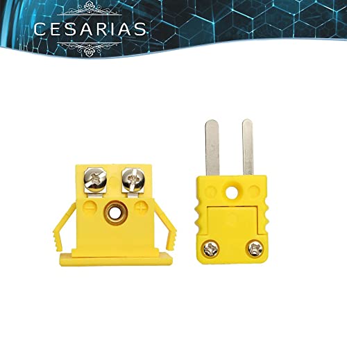Conector de termopar tipo K macho y hembra con código de color amarillo para panel 3