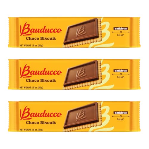 Image of Bauducco Choco Biscuit Cookies, 2.8 oz (Pack of 3) - Crispy Chocolate-Filled Cookies - Perfect Sweet Snack or Dessert - Enjoy them with Coffee, Tea, or your favorite hot drink.