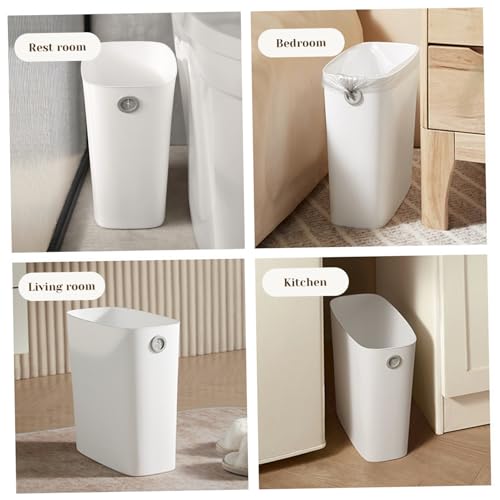 Papelera pequeña para espacios reducidos cubo de basura delgado antideslizante de baño 4