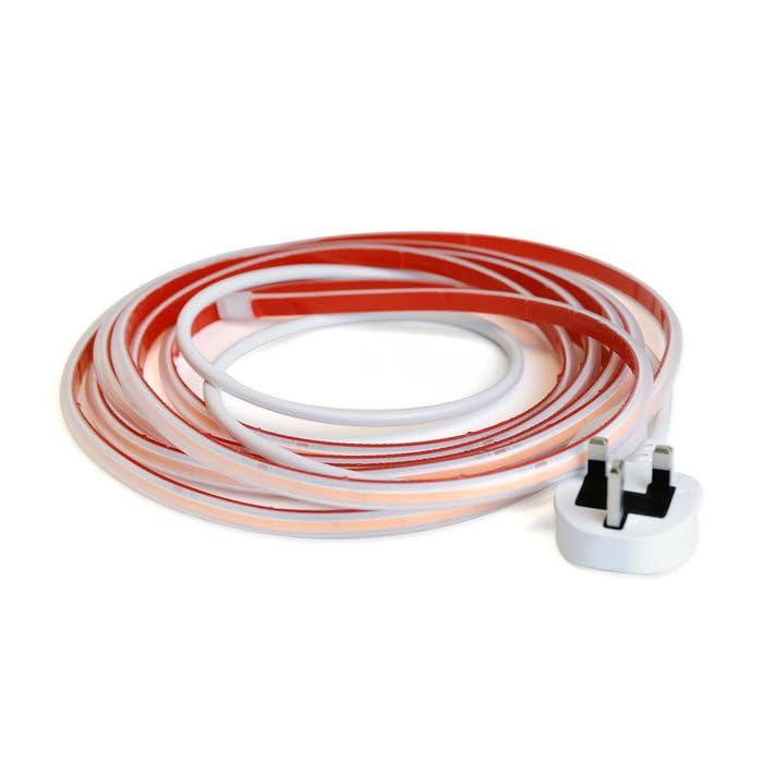 G.W.S® Plug & Play AC 220V-240V Seamless LED COB Strip Light, IP65 Waterproof, Cuttable Every 10CM, 1M Warm White 3000K