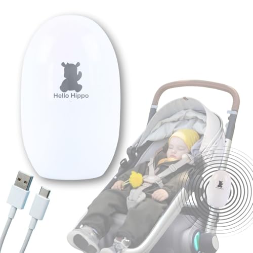Hello Hippo - Automatyczna kołyska dziecięca z możliwością ładowania USB-C – pomoc w zasypianiu każdego wózka dziecięcego – 3-biegowa – cicha, kompaktowa, uniwersalne mocowanie, nomadyczne