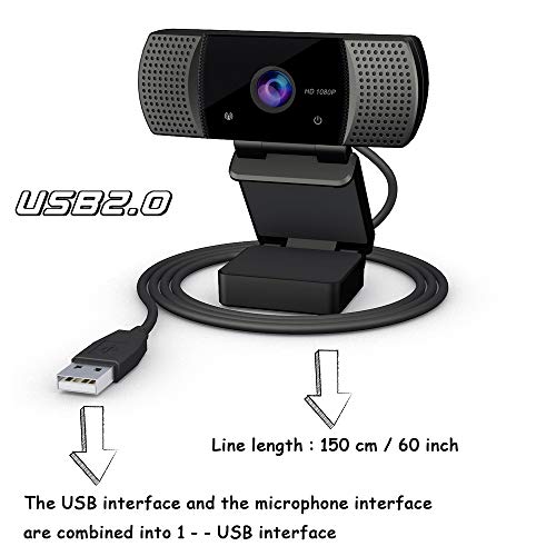 KOGOLIKE Webcam per PC Full HD 1080P con Microfono, con Webcam Cover E treppiede, Videocamera per Videochiamate, Studio, Conferenza, Registrazione, Gioca a Giochi e Lavoro a Casa