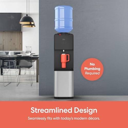 Image of Brio 130SS Series Top-Load Dispenser, Hot & Cold, Black & Stainless Steel