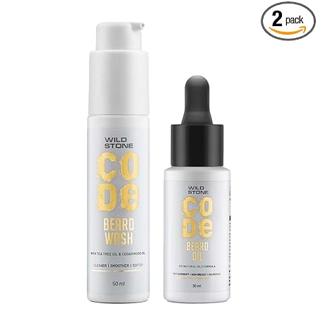 Wild Stone CODE Beard Care Combo for Men with Growth Oil 30ml and Anti Dandruff Beard Wash 50ml