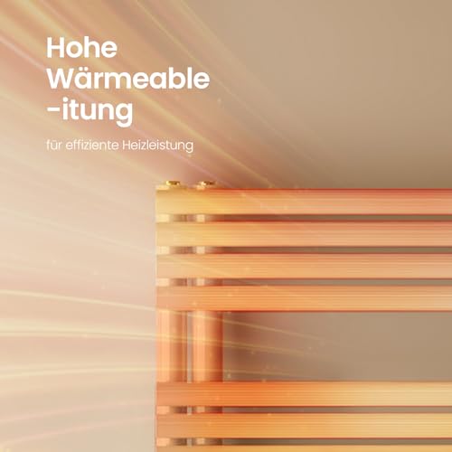 EMKE Runde Rohre Badheizkörper 153 x 60 cm, Handtuchheizkörper Seitenanschluss Badheizkörper Handtuchhalter Handtuchwärmer Handtuchtrockner Handtuch Heizkörper Bad Weiß 933W