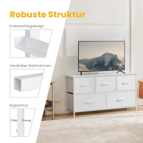 Sweetcrispy Kommode mit Stoffschubladen, Weiß – Ansicht 2