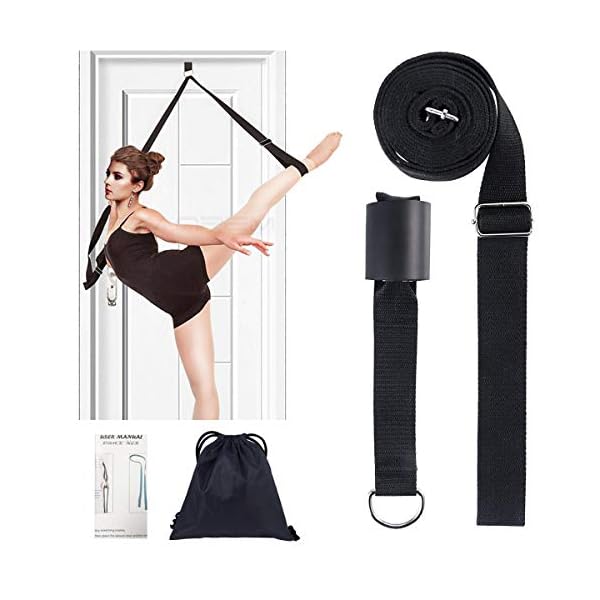 Adjustable Leg Stretcher Lengthen Ballet Stretch Band - Easy Install on Door Flexibility Stretching Leg Strap Great Cheer Dance Gymnastics Trainer stretching equipment taekwondo Training (black)