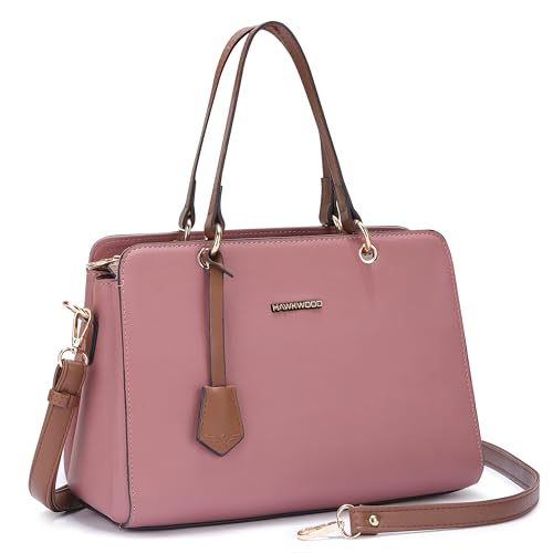 Image of HAWKWOOD Women's Premium PU Leather Structured Handheld Bag with Adjustable Shoulder Strap | Multi-Compartment Office & Casual Tote | Elegant Top Handle Purse for Daily Use
