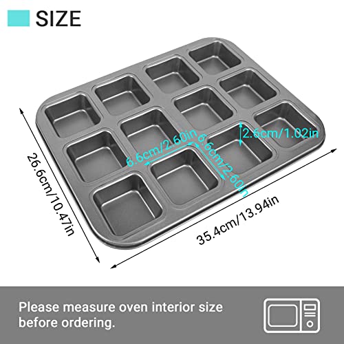 Beasea Brownie Pan With Dividers, 2 Set All Edges Square Cupcake Brownie Pans 12 Mini Cavity Non Stick Baking Carbon Steel Bread Mold Small Edge 3X4 Individual Cutter Sheet Tray For Cake Cookie Oven #TOP4