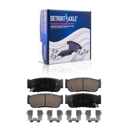 Image of Detroit Axle - Brake Kit for 2007 Entourage, 2006 Kia Sedona, Drilled & Slotted Disc Brake Rotors Ceramic Brakes Pads w /Hardware Front & Rear Replacement