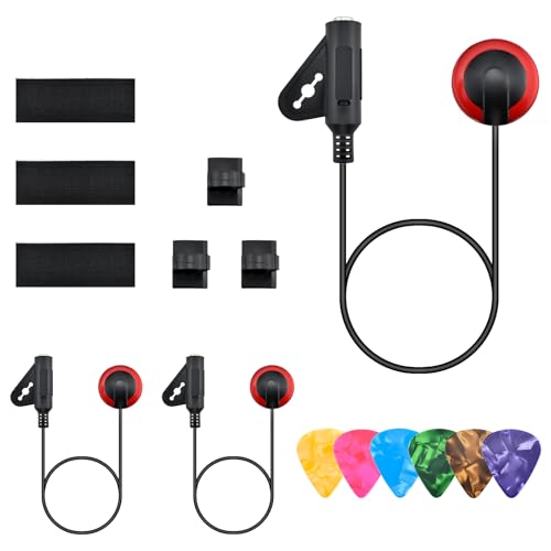SATUY 3Pcs Piezo Contact Microphone Pickups with 6Pcs Guitar Picks | Universal Self-Adhesive Pickups...