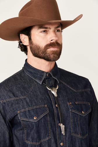 Image of Jeilwiy Bolo Tie for Men Western Cowboy Tie Necklace Gold Bolo Tie Leather Necktie Halloween Tie Accessories for Women