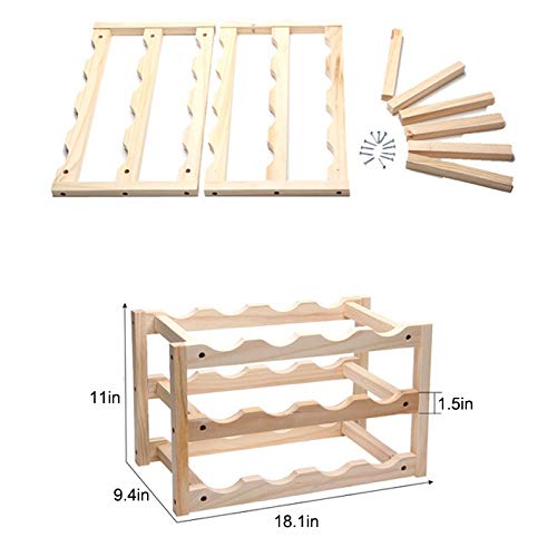 Soporte plegable para vino de madera 12 botellas miniatura 6