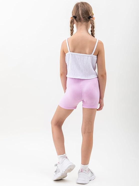 10 Colors Super Soft Girls Bike Shorts, Assorted Sizes Summer Short Leggings for Girls Under Dress Dance4
