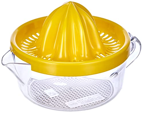 Emsa Superline 507358 - Exprimidor con capacidad de 0,4 Litros, depósito transparente, ergonomía de prensado, limpieza fácil, color amarillo