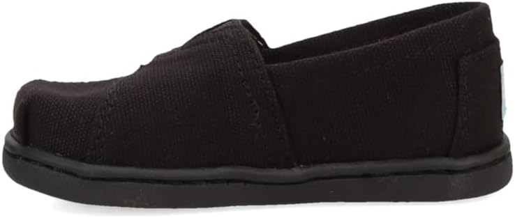 TOMS Tiny Classic Black Canvas Alpargata, Black, 6