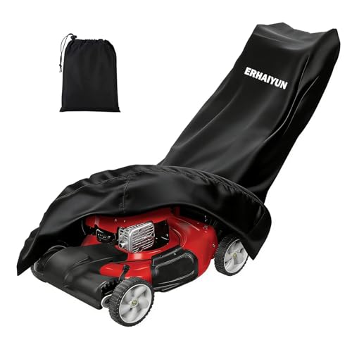 Lawn Mower Cover Waterproof Heavy Duty 600D Polyester Push Lawnmower Covers for Outdoor with PA Coating & Drawstring & Storage Bag