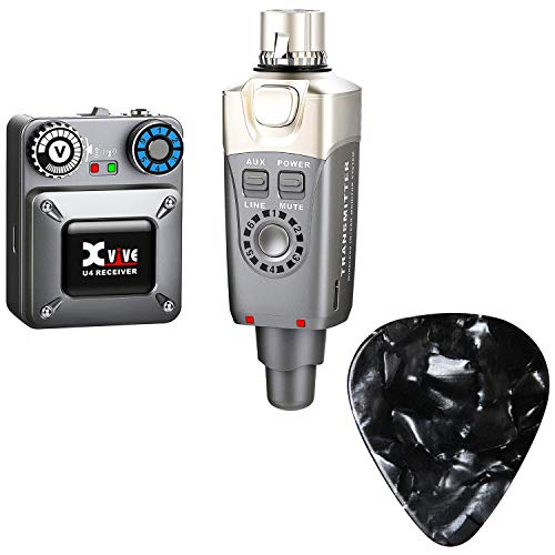 New Xivie U4 Wireless in-Ear Monitor System Professional IEM System Transmitter&Beltpack Receiver for Studio,Band Rehearsal,Live Performance,Camera Record Bundled with Black HogoR Guitar Picks