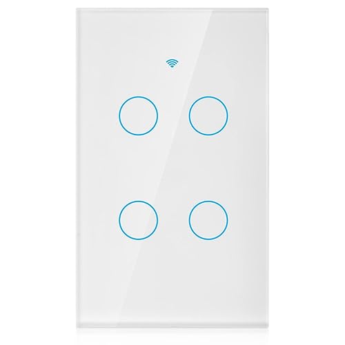 Miniatura 2 de Interruptor inteligente de 4 vías Interruptor de control de luz de pared, interruptor de control remoto, interruptor de control por voz, círculo