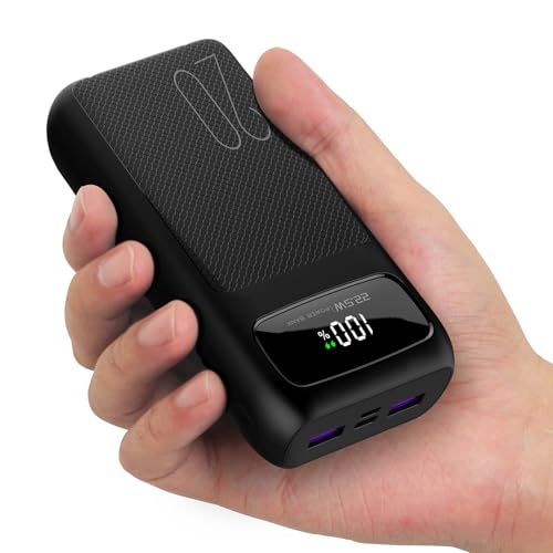 IAIGG Power Bank 20000mAh, Fast Charging Portable Charger,22.5W Powerbank with USB-C 3 Output 2 Input External Battery Pack Compatible with iPhone Samsung Galaxy Huawei iPad and More (Black(20K))