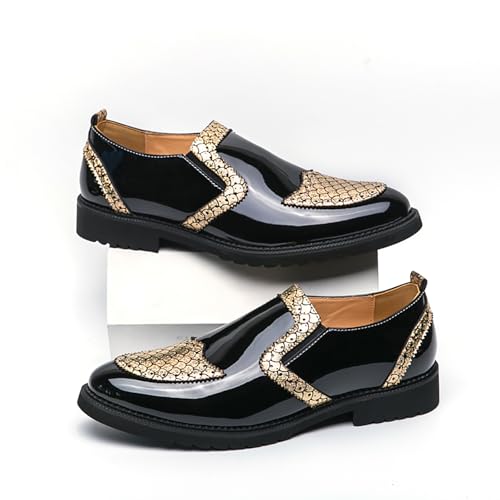 Men's Tuxedo Patent Loafers Snake Print Classic Slip-On Dress Shoes3