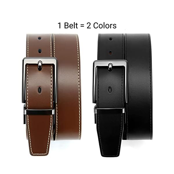 CHAOREN Reversible Belt for Men - Leather Belt for Men 1 3/8" Black & Brown for Dress Pants - Adjustable Belt Trim to Fit (mens belt men belt) - Image 4