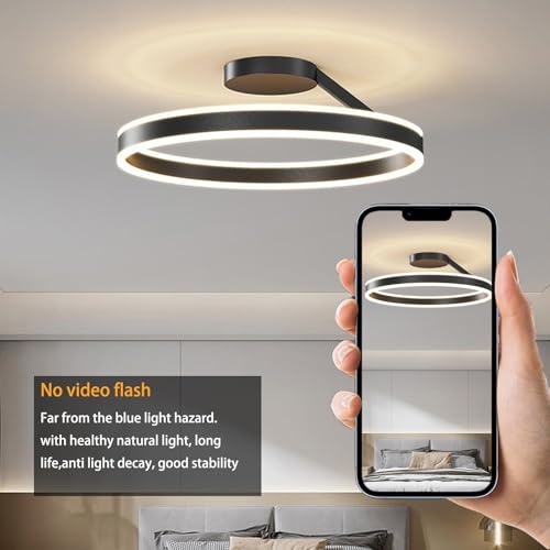 Plafonnier LED noir dimmable de 40cm avec télécommande pour salon - 3