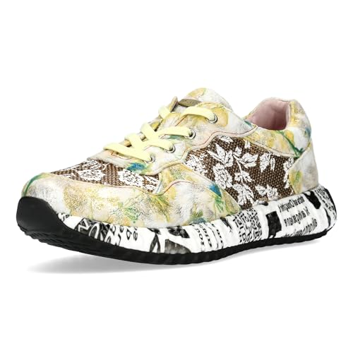 Laura Vita Zapatos con Cordones Sneaker para Mujer Burton 05, Talla:38 EU, Color:Amarillo