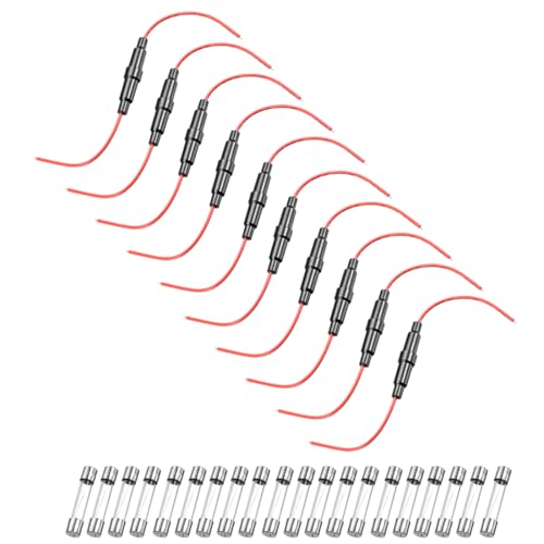 Portafusibles tipo tornillo en línea de 6x30mm con cable de calibre 20 AWG y fusibles 10A
