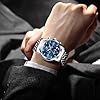OLEVS Mens Watches Big Face Silver Stainless Steel Chronograph Watch Men Classic Blue Roman Numerals Dial Analog Quartz Men's Watch Luxury Diamond Luminous Waterproof with Date Watches for Men #2