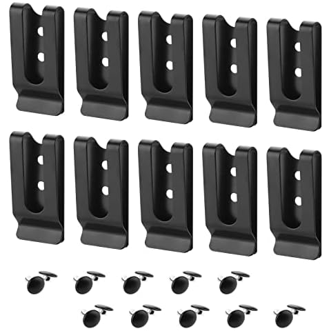 Homakover 10 Pieces Holster Sheath Belt Clip Metal Spring Hooks Clasp Spring Buckle Hook Double Holes with 10 Pairs Rivets for Pouches Belt Bag Leather Crafts DIY, Black, S Cover