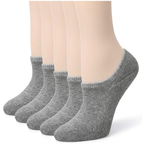 Leotruny Women's Cushion Sweat-absorbent Breathable Soft Athletic No Show Socks (Light Gray, Women shoe size:5-7) Cover