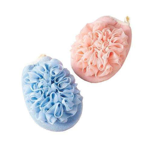 Limeow 2 Pc Rose et Bleu Eponge Salle de Bain,Eponge Douche,Boules de Bain,Fleur de Bain,Fleur de Douche,Gant Exfoliant Doux,Facile à Faire Mousser,Idéal pour le Nettoyage du Corps et l'Exfoliation
