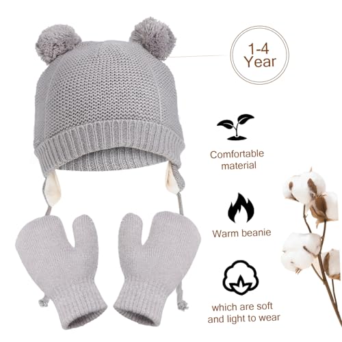 Fleece Lined Beanie Hat and Mittens for Boys Warm Winter Accessories with Chin Strap for Birthdays and Holidays3