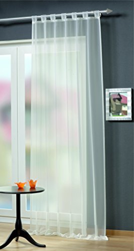 Home fashion Lusstroken Uni Voile, polyester, wit, 245 x 140 cm