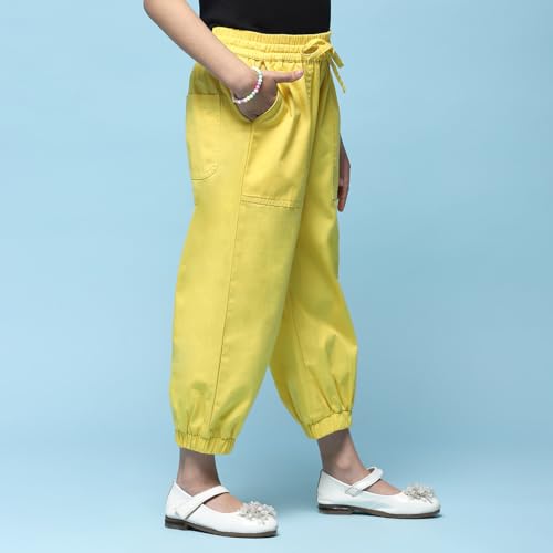 Image of BIBA Girl Cotton Blend Straight Solid Pants