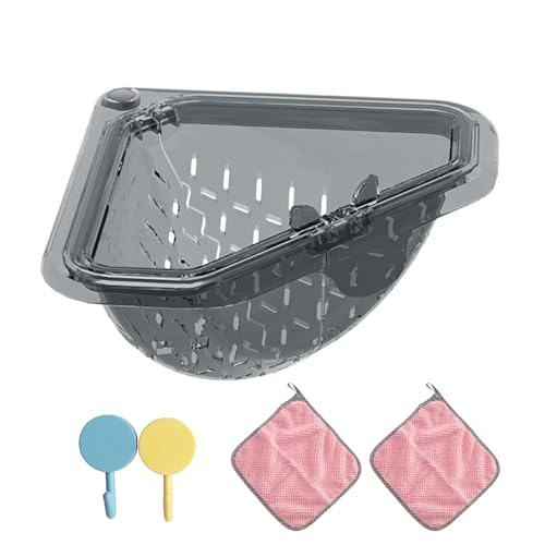 Canasta de drenaje para fregadero de cocina, estante magnético triangular para esquina, colador de fregadero de cocina de esquina triangular | para lavar y drenar restos de frutas y verduras en el