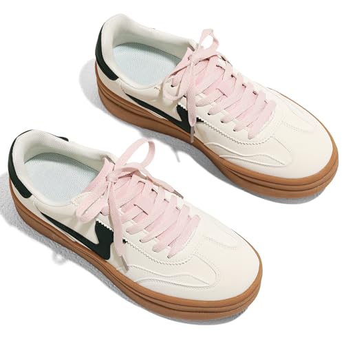 Tscoyuki Platform Women's Fashion Sneakers Casual Spring Shoes Non Slip Lightweight Walking Shoes Lace-Up Thick Sole Chunky Tennis Shoe3