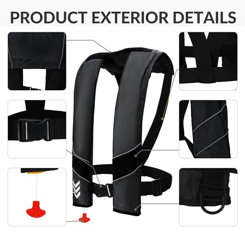 Image of Automatic Inflatable Life Jackets for Adults Life Vests PFD Low Profile Load Capacity Up to 330lbs