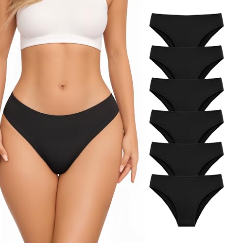 MANGOPOP Womens Underwear Bikini Panties with Cotton Gusset Stretch Underwear for Women 6 Pack