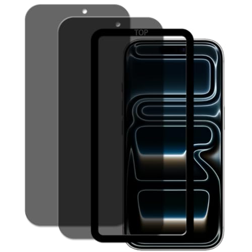 覗き見防止 For iPhone 17 Pro max 用の ガラスフィルム プライバシー保護 液晶保護フィルム 国産旭硝子素材製 9H 表面硬度 強化ガラス 耐傷性 のぞき見防止 画面保護フィルム 2枚セット ガイド枠付き