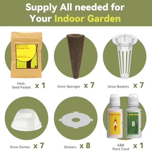 Gourmet Herb Seed Pods for AeroGarden, Ahopegarden, iDOO Hydroponics Growing System Indoor, 400+ Seeds, Germination Kits Include Basil, Cilantro, Dill, Parsley, Mint, Shiso, Liquorice(7-Pods)