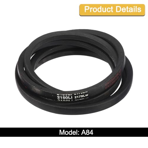 Image of uxcell A84 1 /2 Classic Wrapped V-Belt, 87 inch Outside Circumference Wrapped Industrial Rubber V-Belt A Profile V-Belt for Industrial Machinery Equipment, Black