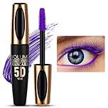 5D Silk Fiber Eyelash Mascara, Purple Volume Mascara with Soft Mascaras Brush, Long-Lasting Waterproof No Smudge Mascaras with False Lash Effect