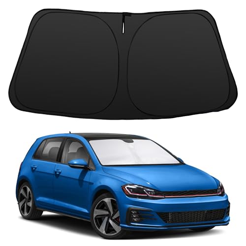 Image of Windshield SunSshade for 2015-2021 Volkswagen Golf GTI e-Golf | Full covered for windshield, Block UV Rays, Heat Reduction, Easy to install, Keeps Car Cooler