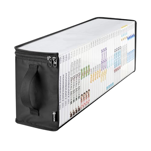 Image of Game Disc Storage Bag Compatible with Wii PS2 Xbox 360 Games | Portable Carrying Case Holds 37 Discs Boxes, Clear TPU Organizer Bag, Compatible with Wii U Gamecube Standard DVD Case, Black