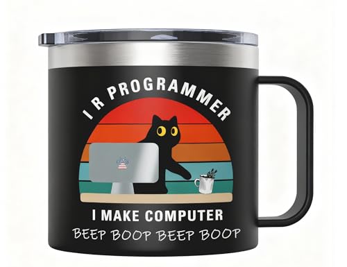 EchoMaven Computer Science Gifts Coffee Mug 14oz, Programmer Gifts for Computer Programmers, Software Engineers Gift for Men - I R Programmer I Computer Make Beep