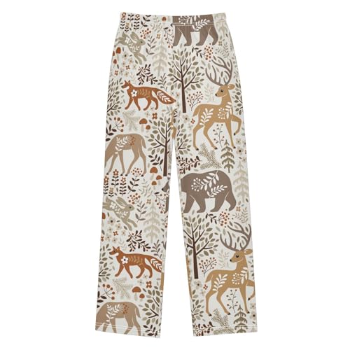 Boys' Pants Woodland Fox Deer Trees Leaves Long Bottoms Jogger Pants Elastic Waist Trousers with Pockets S-XL